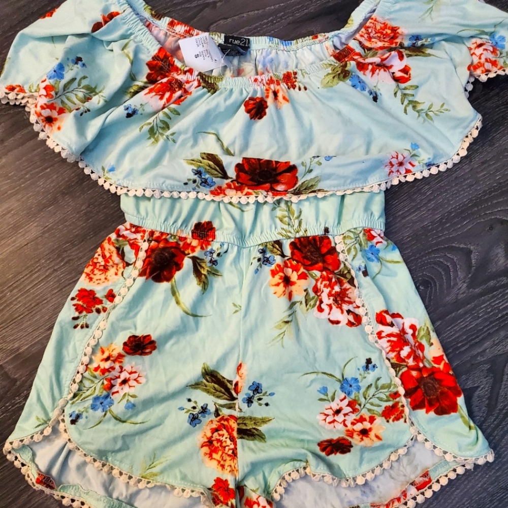 Mint Floral Romper
